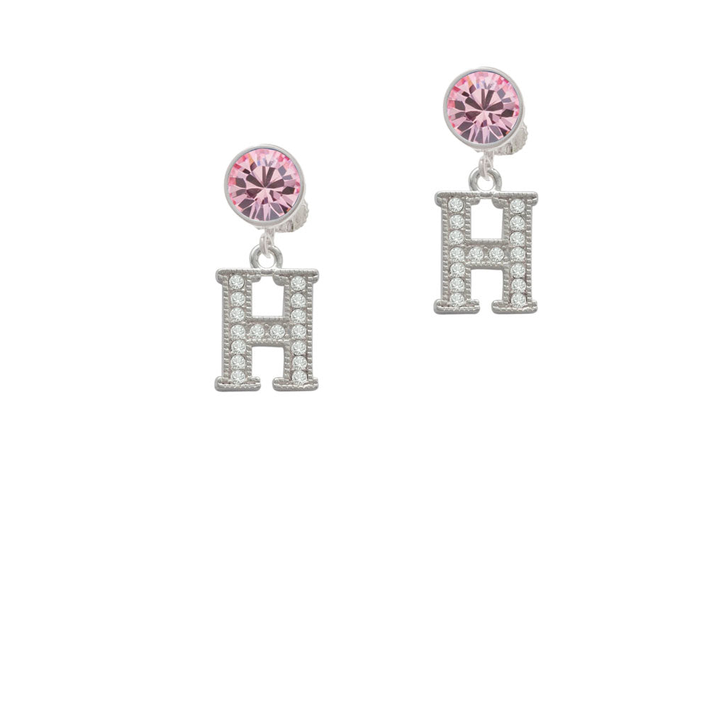 Crystal Initial - H - Beaded Border - Crystal Clip On Earrings Image 4