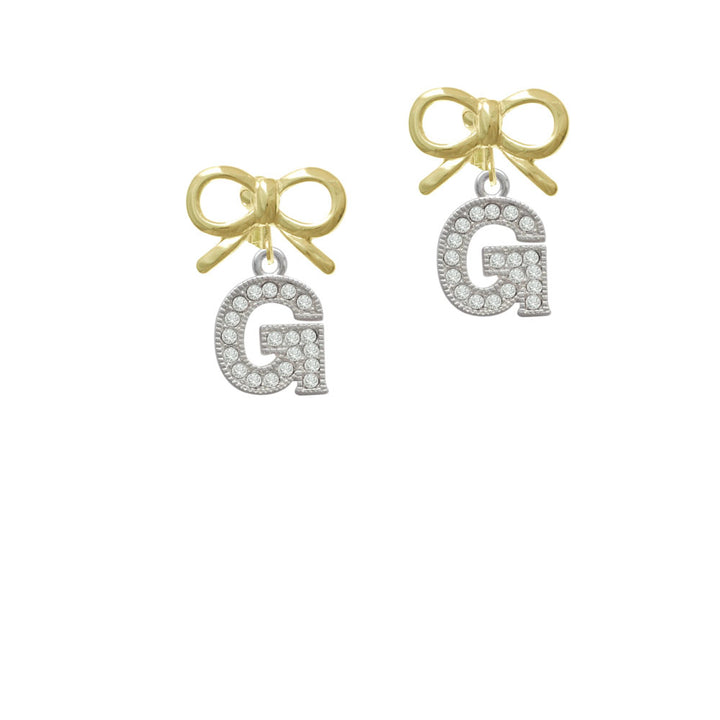 Crystal Initial - G - Beaded Border - Crystal Clip On Earrings Image 10