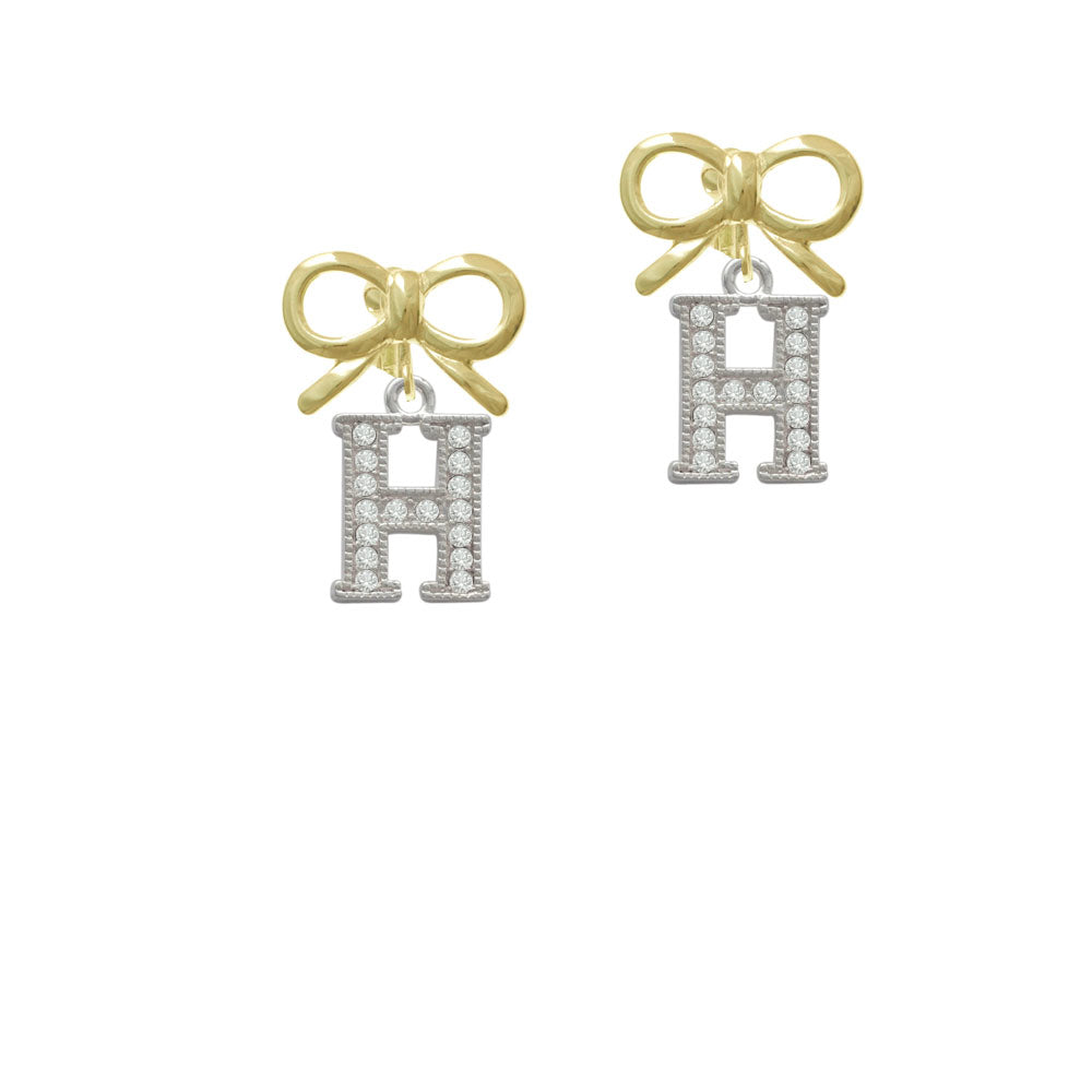 Crystal Initial - H - Beaded Border - Crystal Clip On Earrings Image 10