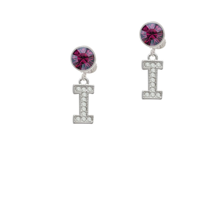 Crystal Initial - I - Beaded Border - Crystal Clip On Earrings Image 8