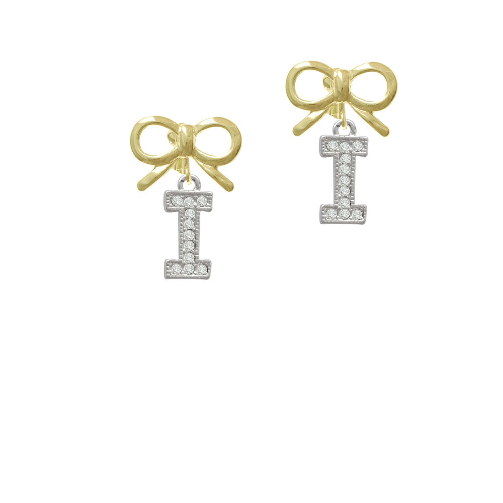 Crystal Initial - I - Beaded Border - Crystal Clip On Earrings Image 10