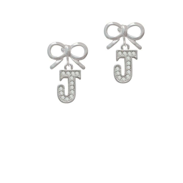 Crystal Initial - J - Beaded Border - Crystal Clip On Earrings Image 9