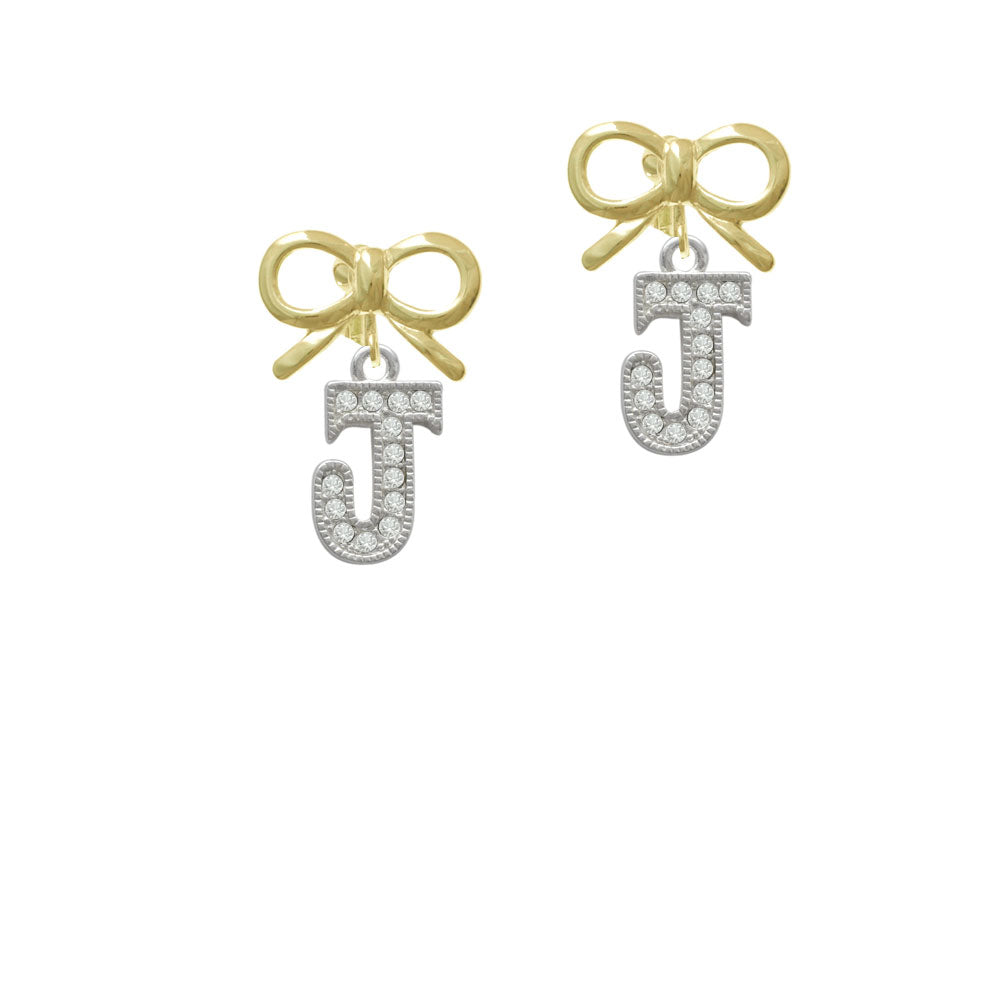 Crystal Initial - J - Beaded Border - Crystal Clip On Earrings Image 10