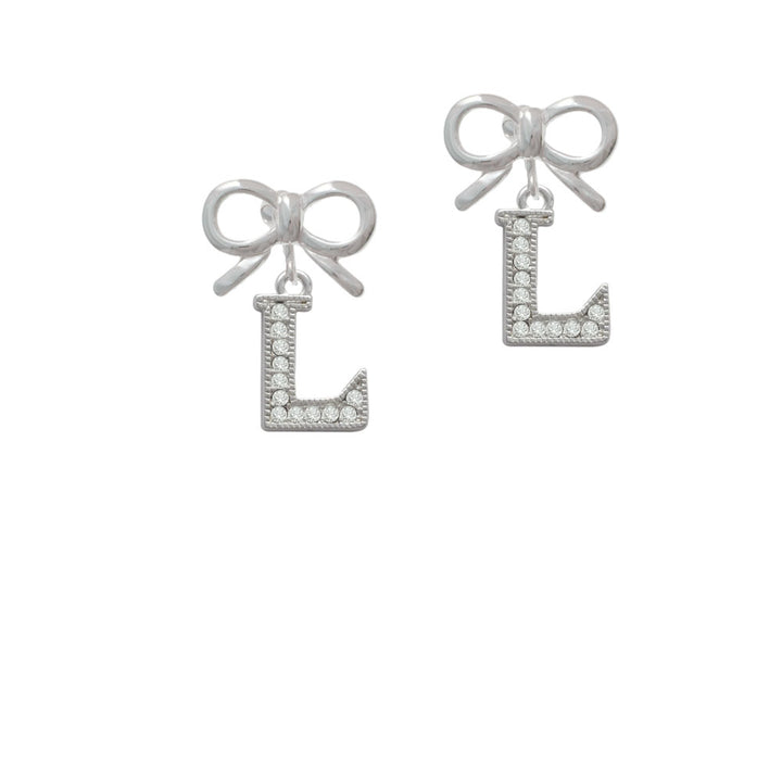 Crystal Initial - L - Beaded Border - Crystal Clip On Earrings Image 9