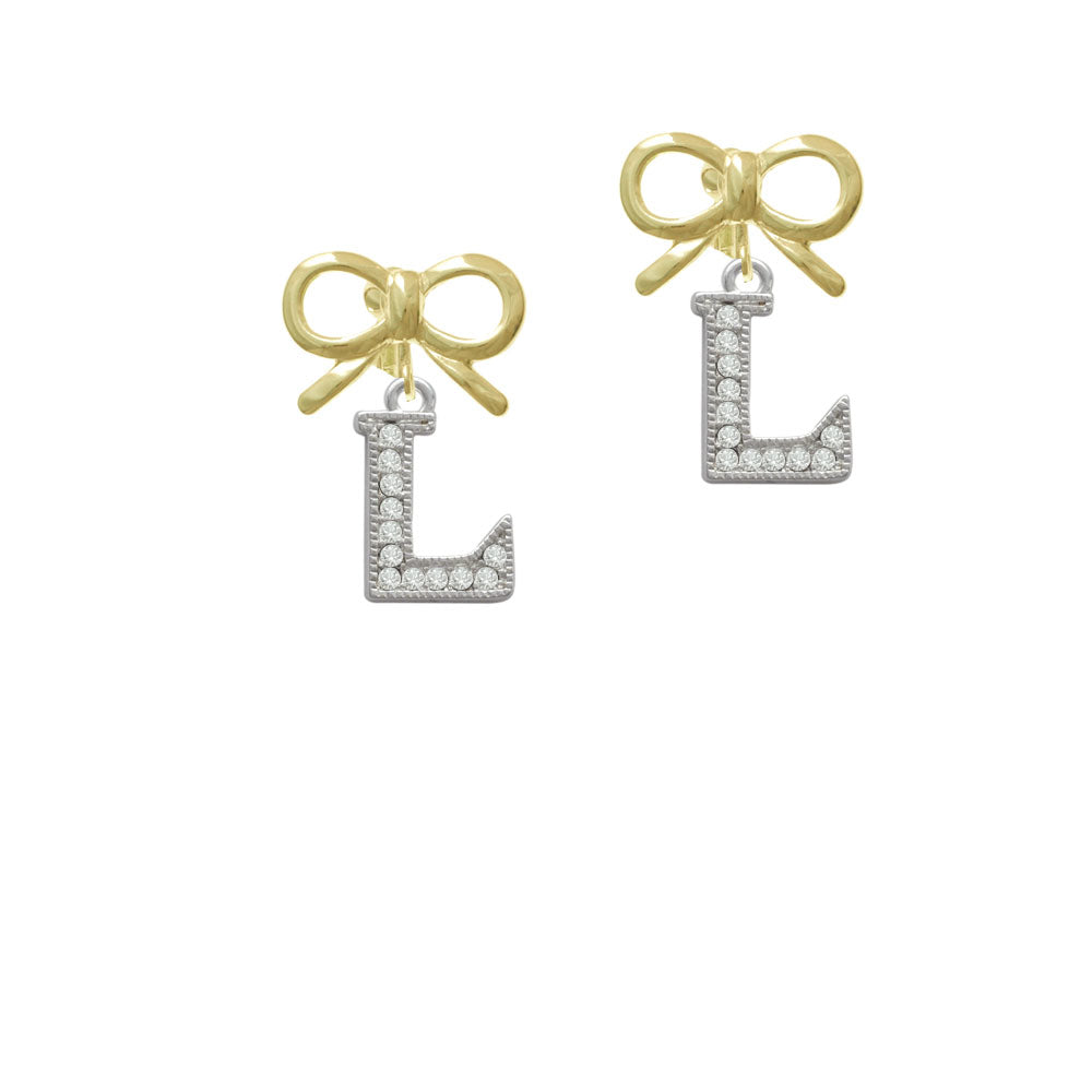 Crystal Initial - L - Beaded Border - Crystal Clip On Earrings Image 10