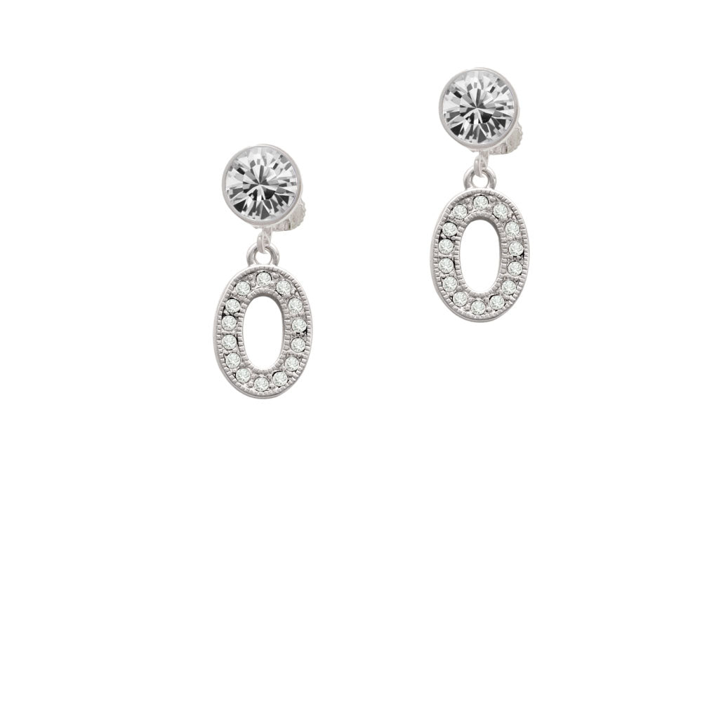 Crystal Initial - O - Beaded Border - Crystal Clip On Earrings Image 2