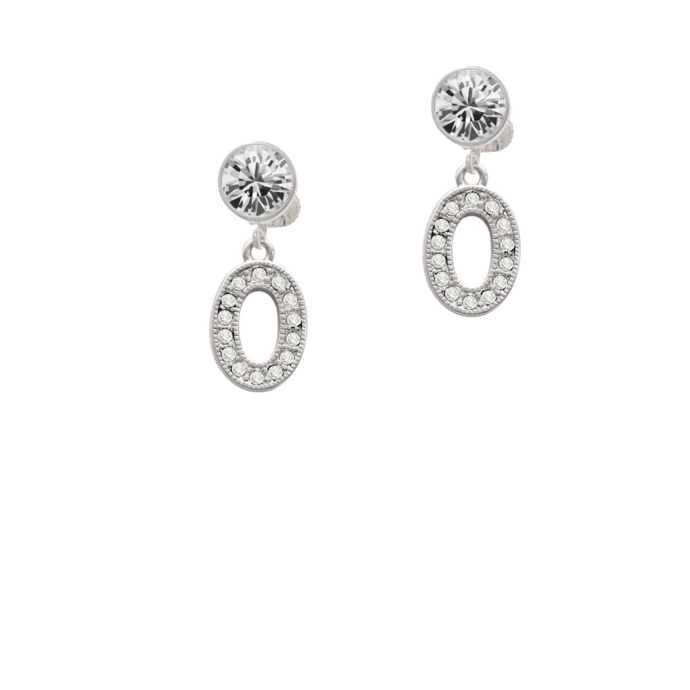 Crystal Initial - O - Beaded Border - Crystal Clip On Earrings Image 1