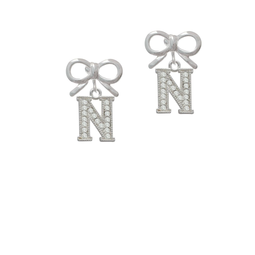 Crystal Initial - N - Beaded Border - Crystal Clip On Earrings Image 9