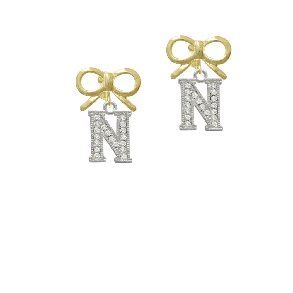 Crystal Initial - N - Beaded Border - Crystal Clip On Earrings Image 10