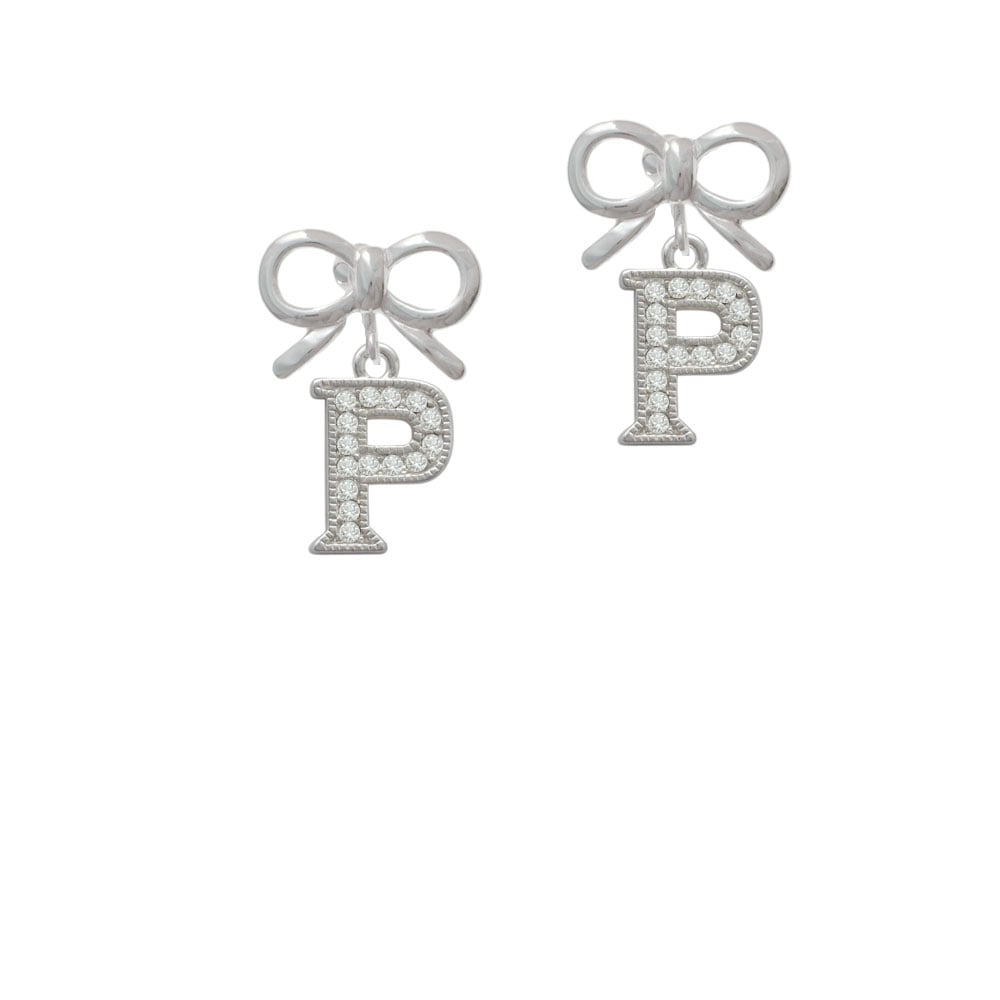 Crystal Initial - P - Beaded Border - Crystal Clip On Earrings Image 9