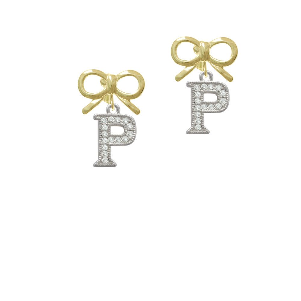 Crystal Initial - P - Beaded Border - Crystal Clip On Earrings Image 10