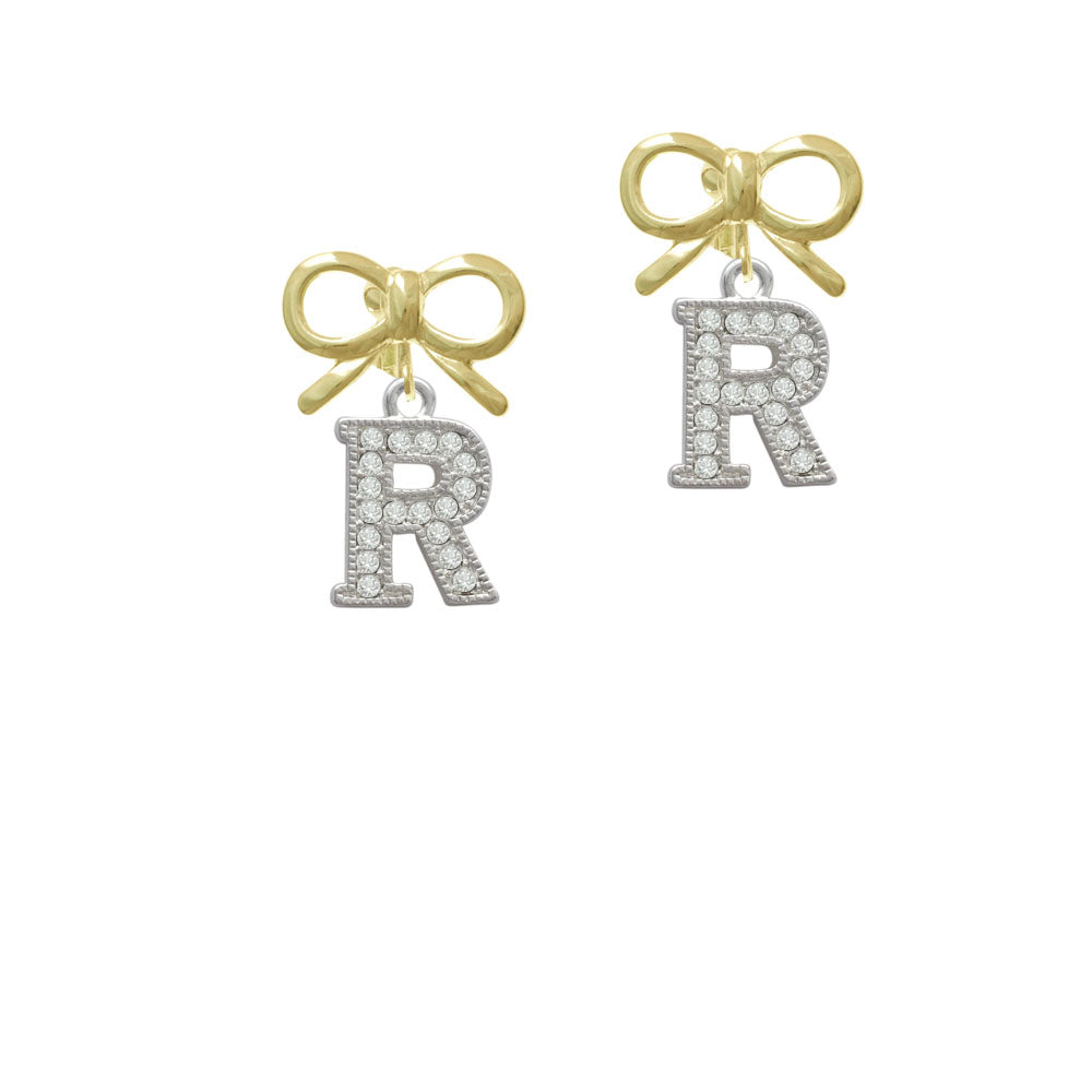 Crystal Initial - R - Beaded Border - Crystal Clip On Earrings Image 10