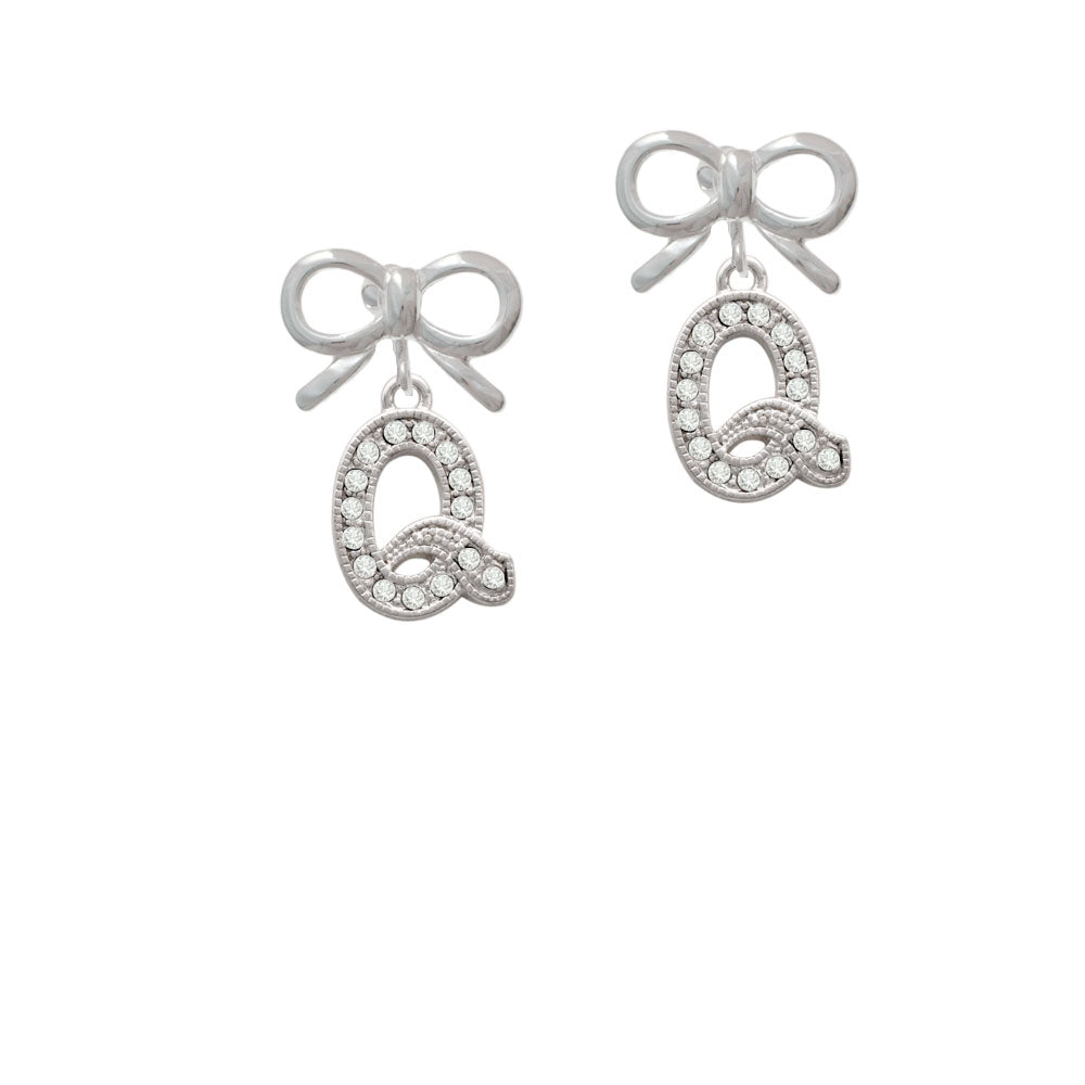 Crystal Initial - Q - Beaded Border - Crystal Clip On Earrings Image 9