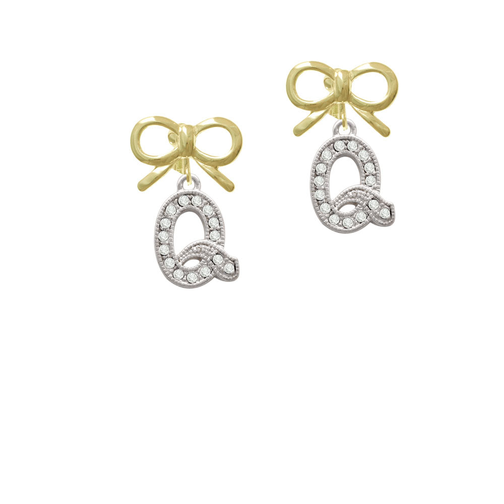 Crystal Initial - Q - Beaded Border - Crystal Clip On Earrings Image 10