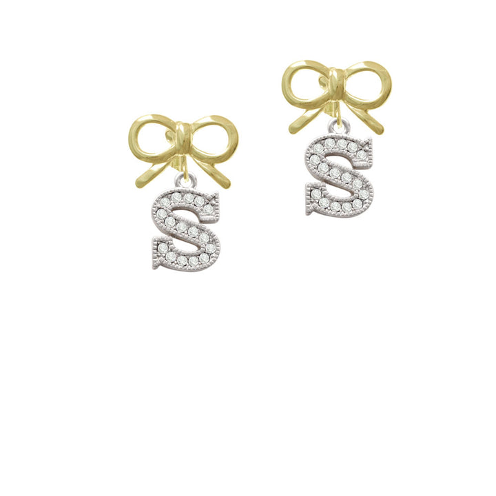 Crystal Initial - S - Beaded Border - Crystal Clip On Earrings Image 10