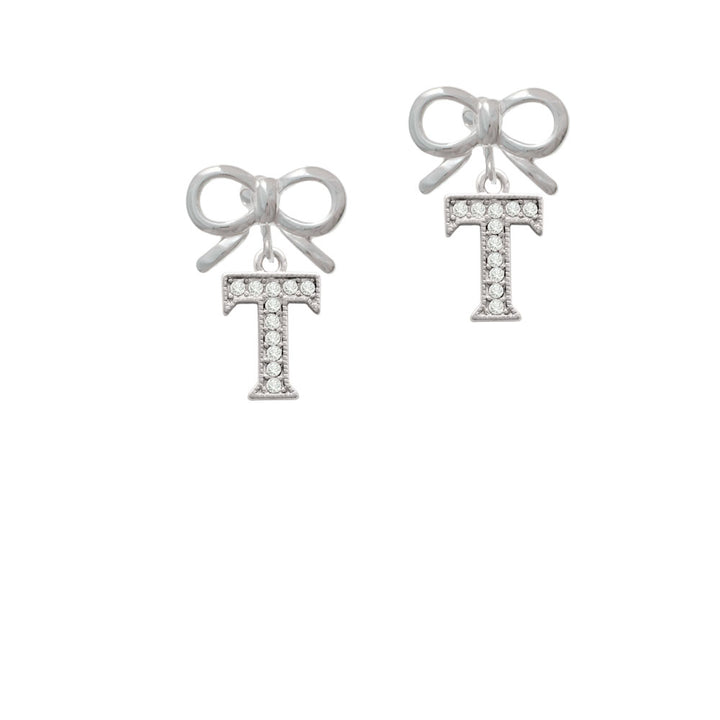 Crystal Initial - T - Beaded Border - Crystal Clip On Earrings Image 9