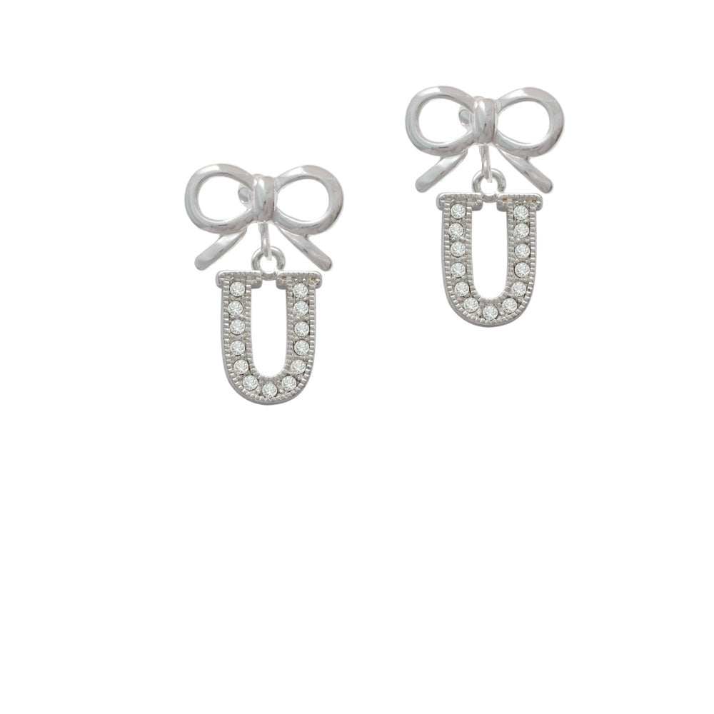 Crystal Initial - U - Beaded Border - Crystal Clip On Earrings Image 9