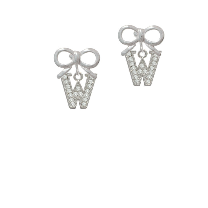 Crystal Initial - W - Beaded Border - Crystal Clip On Earrings Image 9