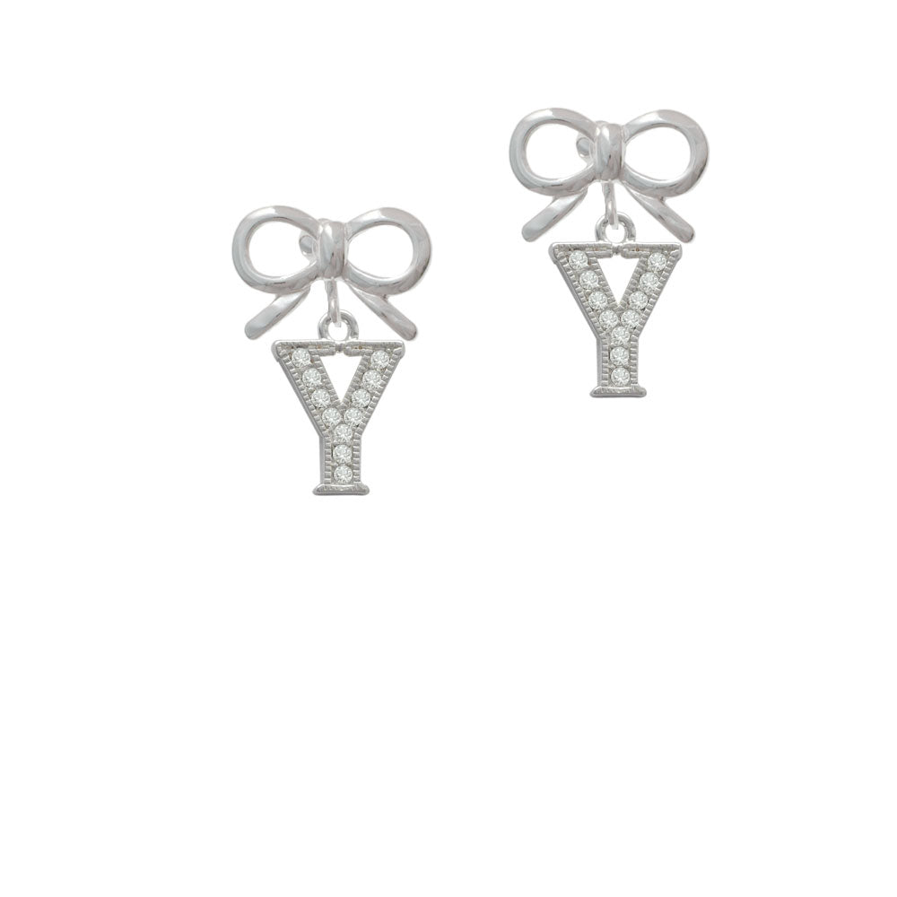 Crystal Initial - Y - Beaded Border - Crystal Clip On Earrings Image 9