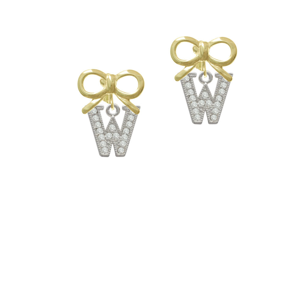 Crystal Initial - W - Beaded Border - Crystal Clip On Earrings Image 10