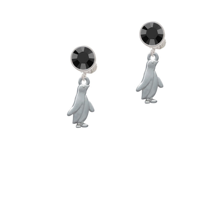 2-D Penguin Crystal Clip On Earrings Image 3