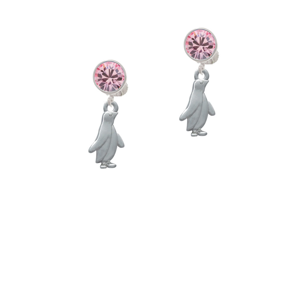 2-D Penguin Crystal Clip On Earrings Image 4