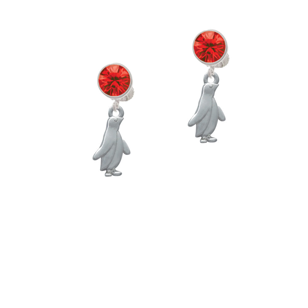 2-D Penguin Crystal Clip On Earrings Image 4