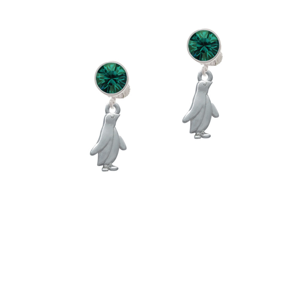 2-D Penguin Crystal Clip On Earrings Image 6