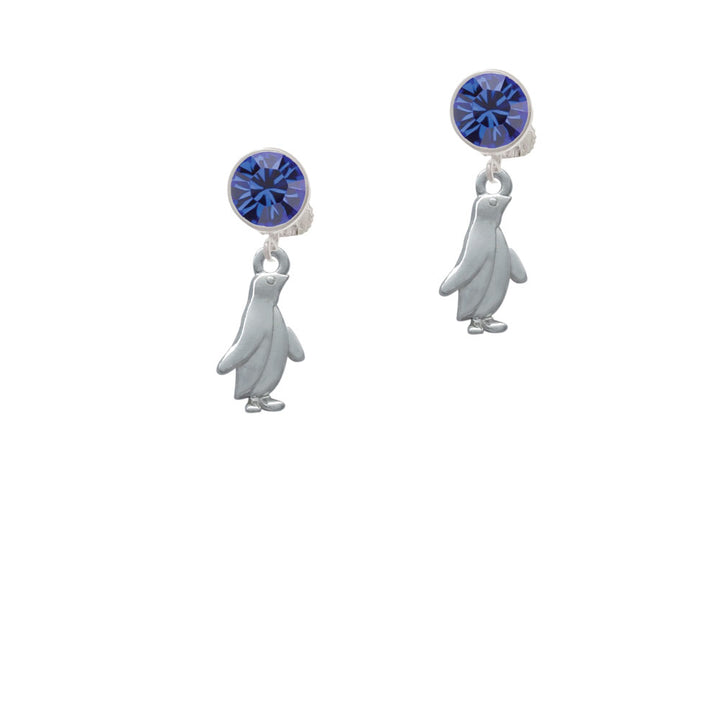 2-D Penguin Crystal Clip On Earrings Image 7