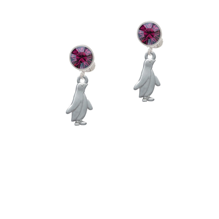 2-D Penguin Crystal Clip On Earrings Image 8