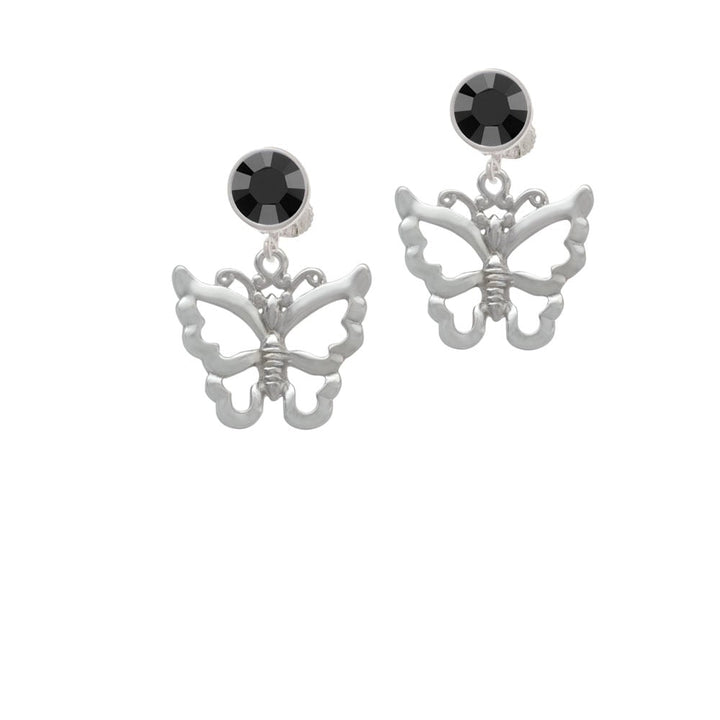 Large Open Butterfly Crystal Clip On Earrings Image 1