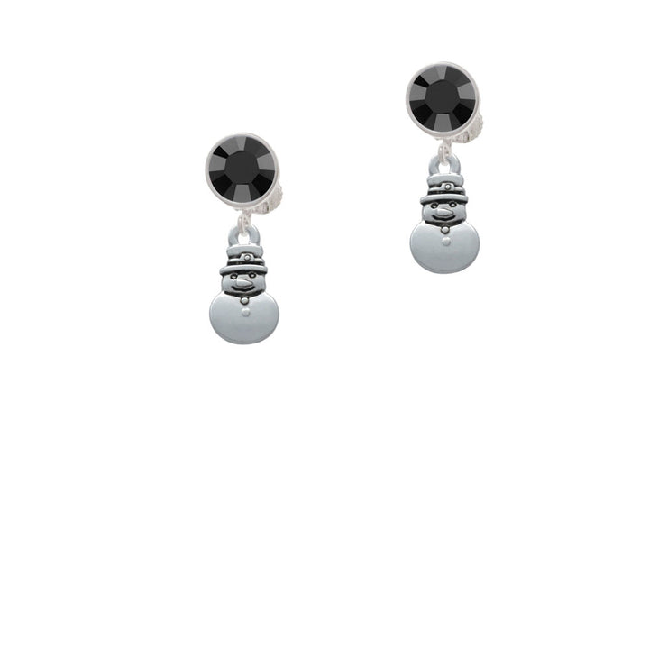 2-D Mini Snowman Crystal Clip On Earrings Image 3