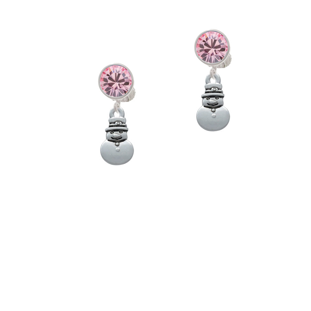 2-D Mini Snowman Crystal Clip On Earrings Image 4