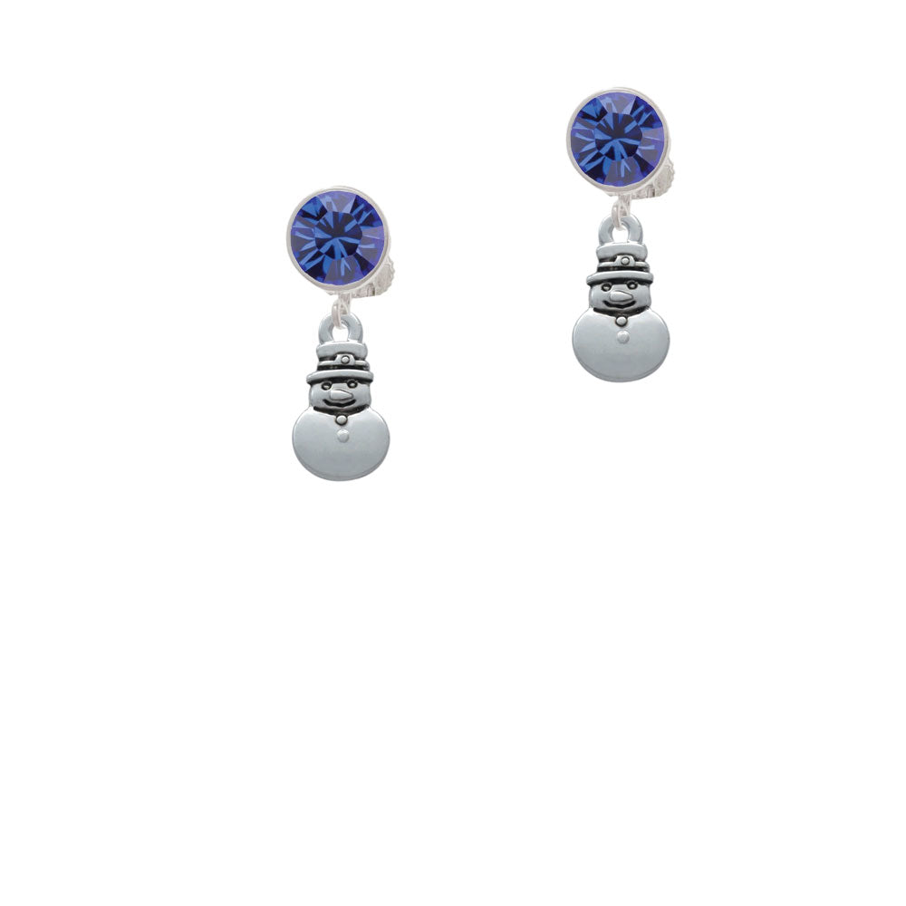 2-D Mini Snowman Crystal Clip On Earrings Image 7