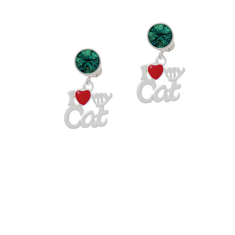 I Heart My Cat Crystal Clip On Earrings Image 6