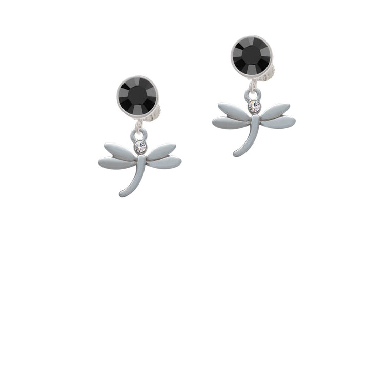 Small Dragonfly with Crystal Crystal Clip On Earrings Image 3