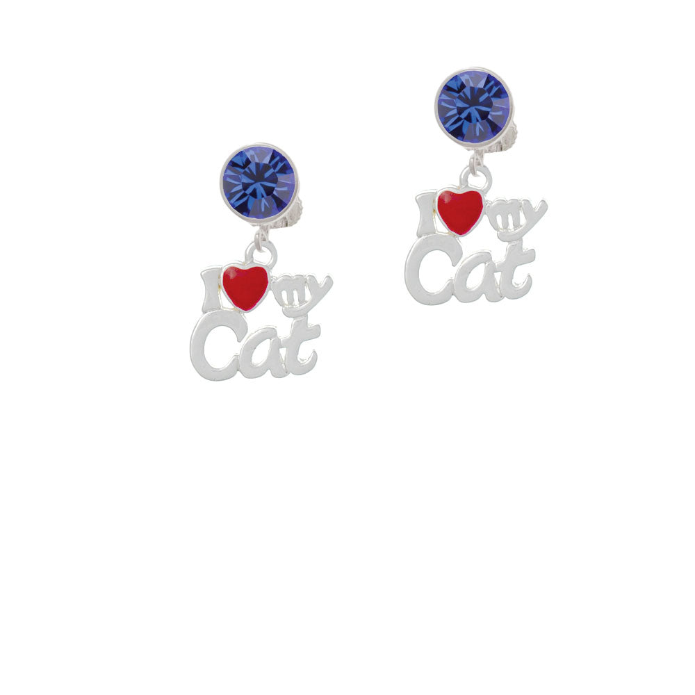 I Heart My Cat Crystal Clip On Earrings Image 7