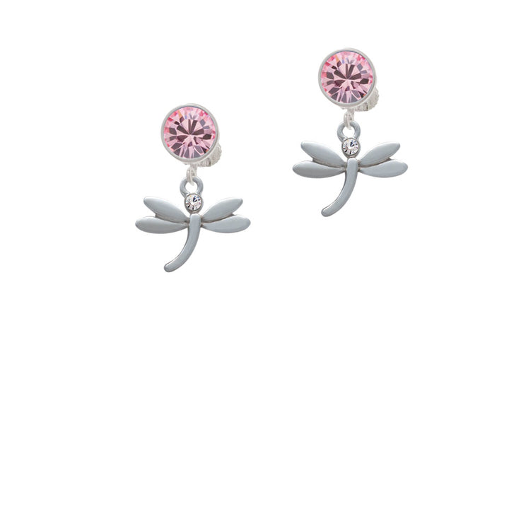 Small Dragonfly with Crystal Crystal Clip On Earrings Image 4