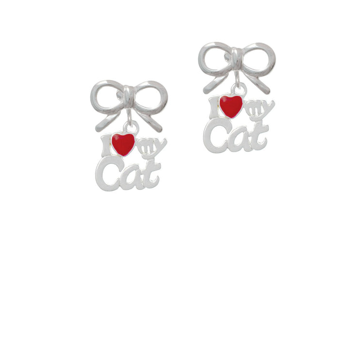 I Heart My Cat Crystal Clip On Earrings Image 9