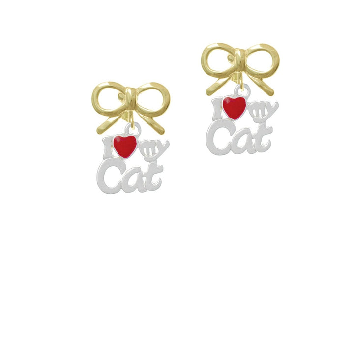 I Heart My Cat Crystal Clip On Earrings Image 10