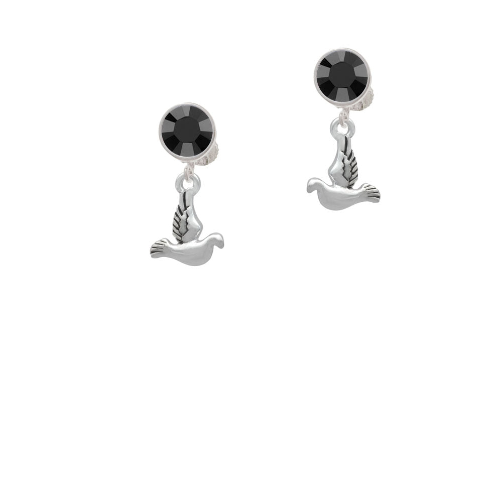 2-D Small Dove Crystal Clip On Earrings Image 3