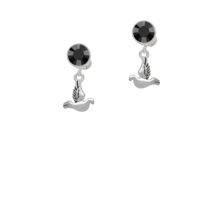 2-D Small Dove Crystal Clip On Earrings Image 1