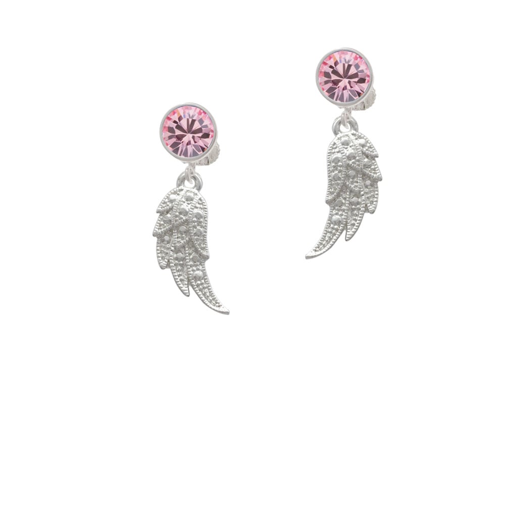 Textured Wing Crystal Clip On Earrings Image 1