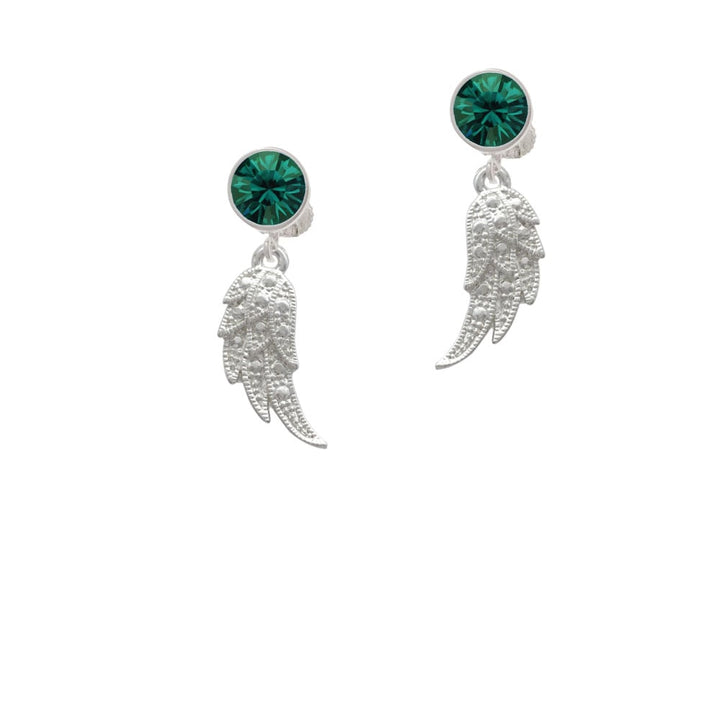 Textured Wing Crystal Clip On Earrings Image 1