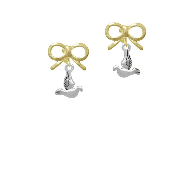 2-D Small Dove Crystal Clip On Earrings Image 10