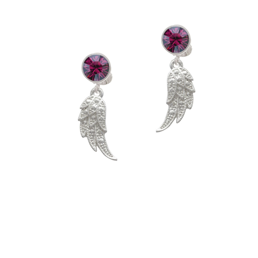 Textured Wing Crystal Clip On Earrings Image 8