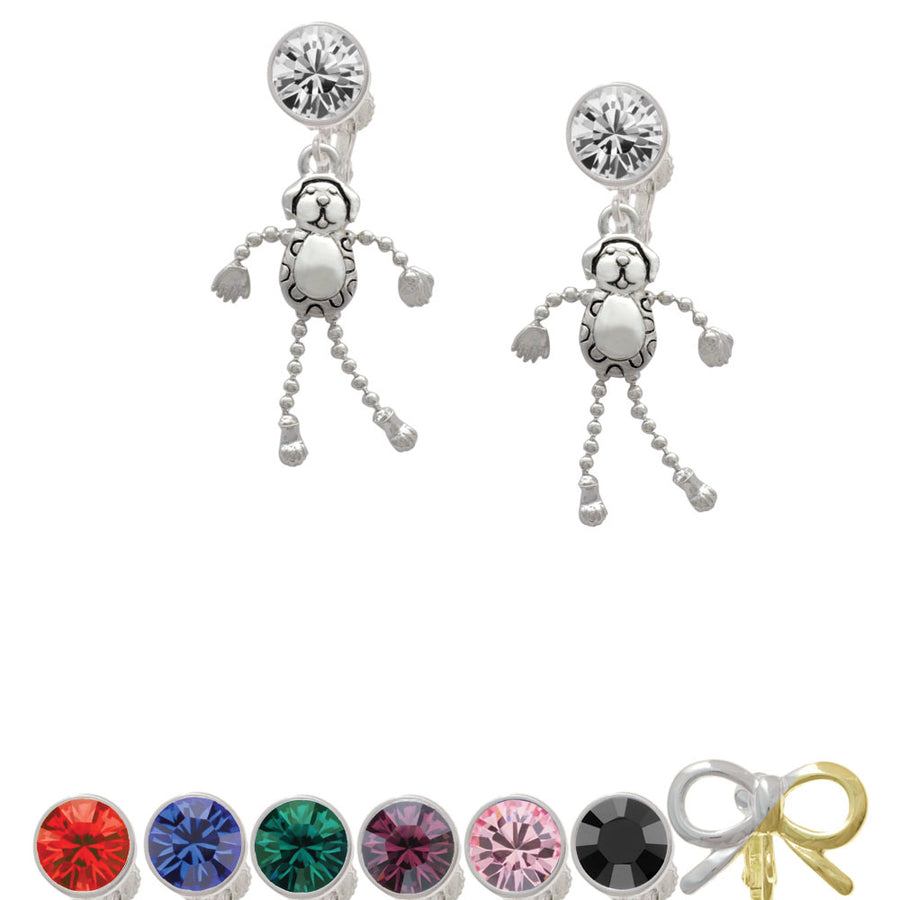 Dog with 4 Dangle legs Crystal Clip On Earrings Image 1