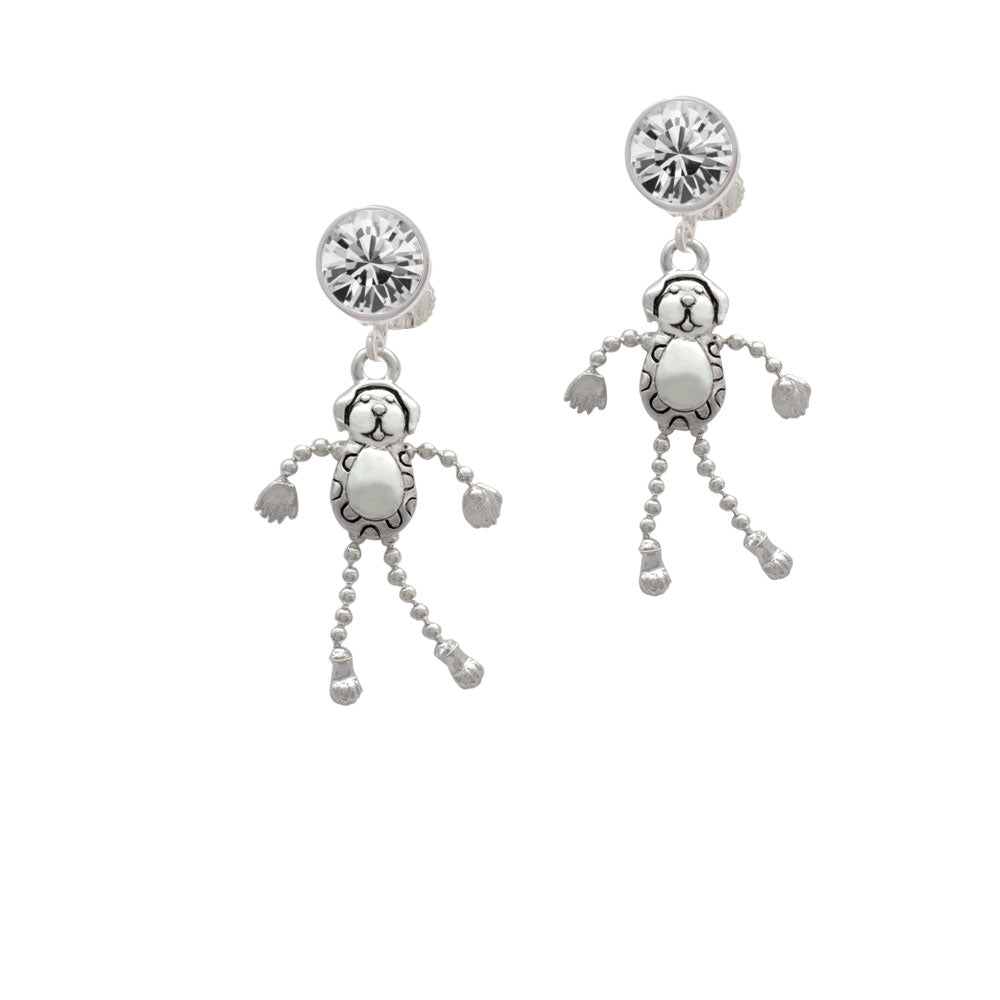 Dog with 4 Dangle legs Crystal Clip On Earrings Image 2