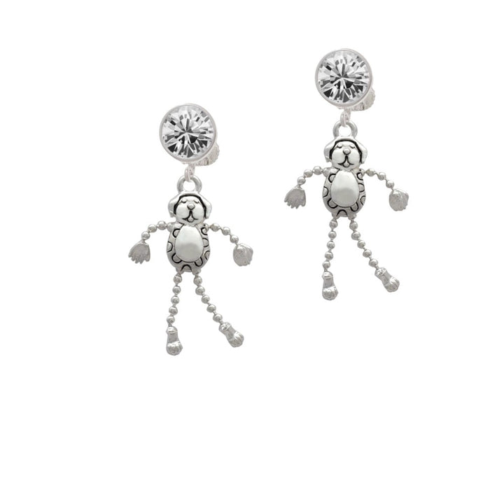 Dog with 4 Dangle legs Crystal Clip On Earrings Image 1