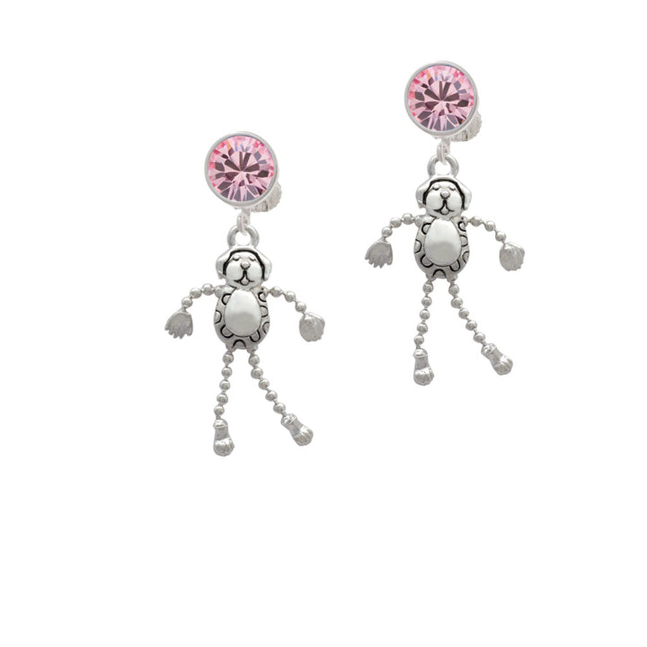 Dog with 4 Dangle legs Crystal Clip On Earrings Image 4